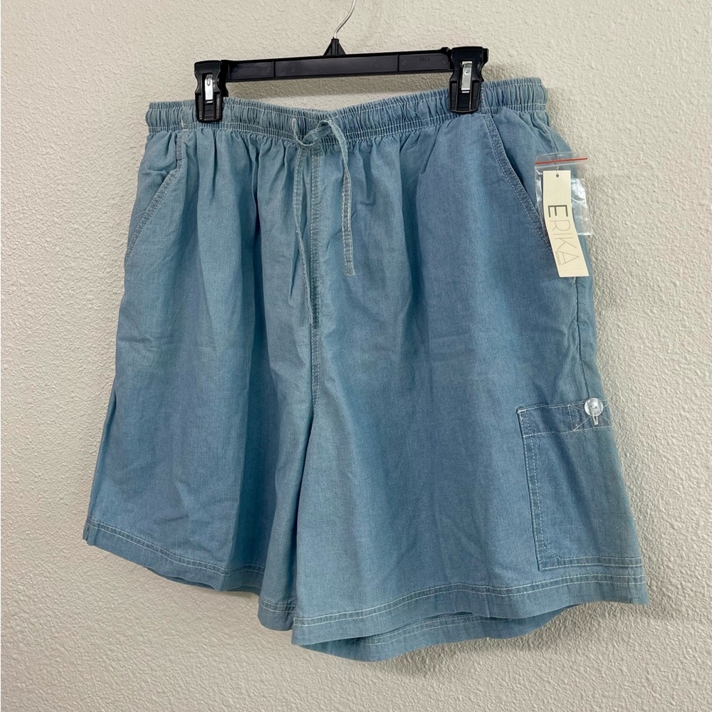 Erika Woman Blue Chambray Casual Shorts Size 2X
